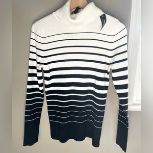 NWT White House Black Market Turtleneck Striped Black & White Gradient Sweater